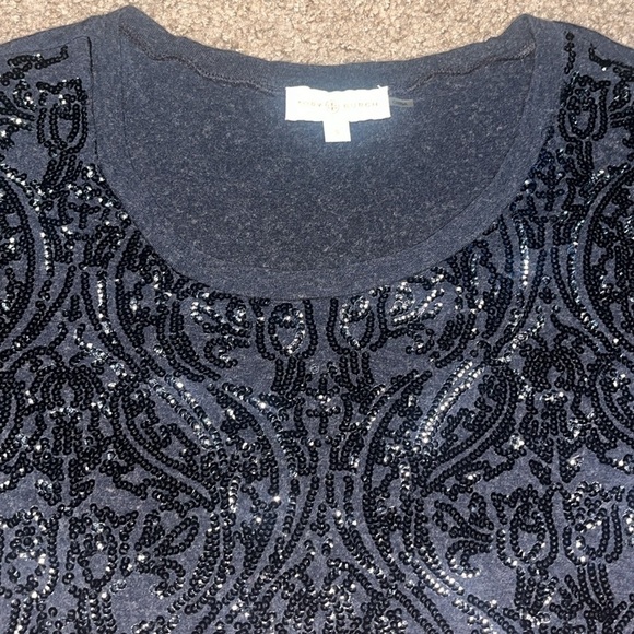 Tory Burch Arabesque Sequins Wool Tee Carbon Melange Small - Picture 6 of 10